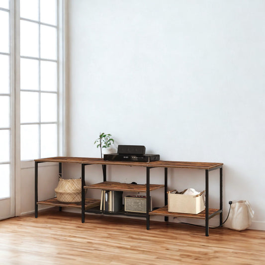 160CM Wide TV Stand Unit With Power Outlets Rustic Furniture