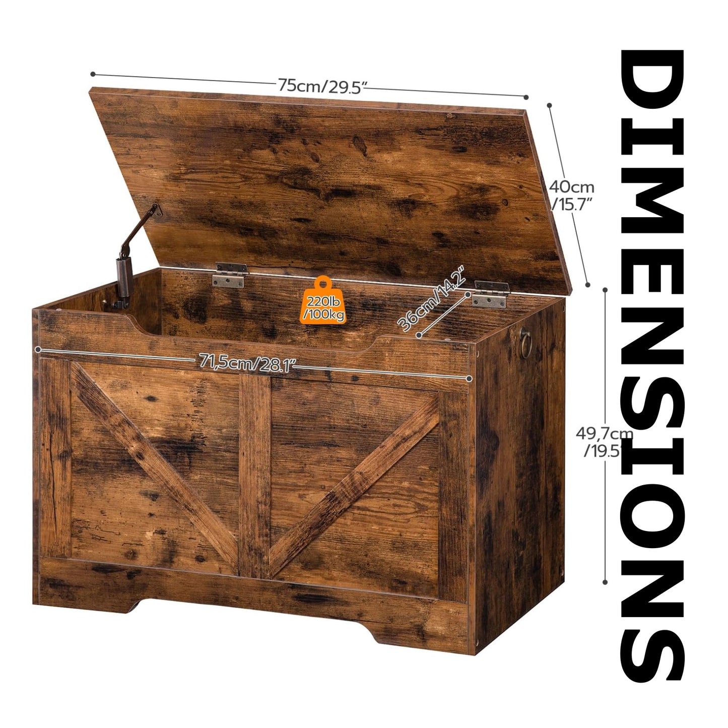 Industrial Wooden Storage Box Chest Trunk Rustic