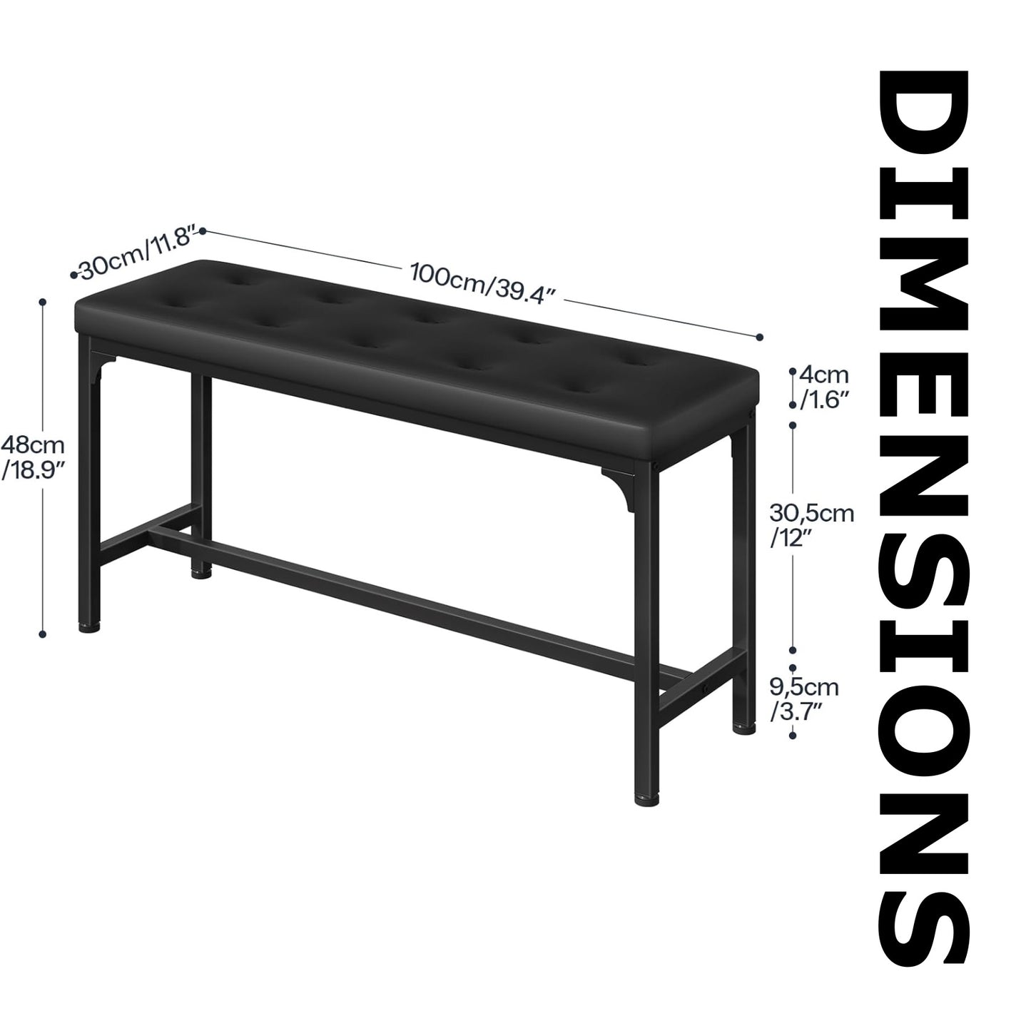 Industrial Faux Leather Dining Bench Seat