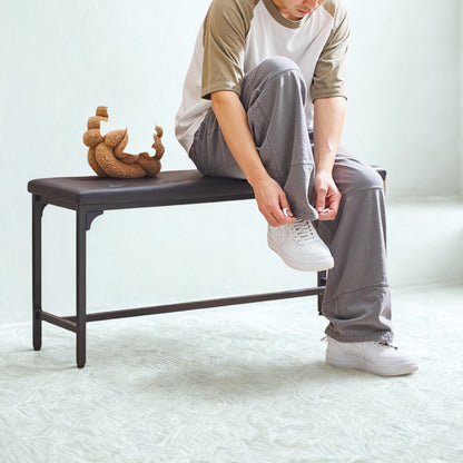 Industrial Faux Leather Dining Bench Seat