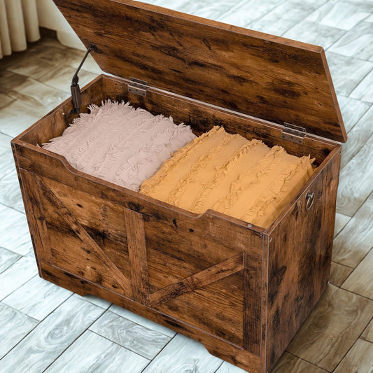 Industrial Wooden Storage Box Chest Trunk Rustic