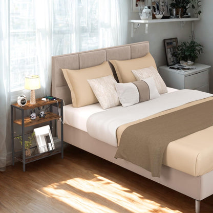 Industrial Slim Side End Table With Charging Station