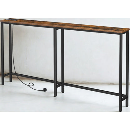 Industrial 160CM Wide Narrow Hallway Console Table With Charging Station