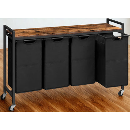 Large Wide Industrial 4 Pull Out Compartment Laundry Basket