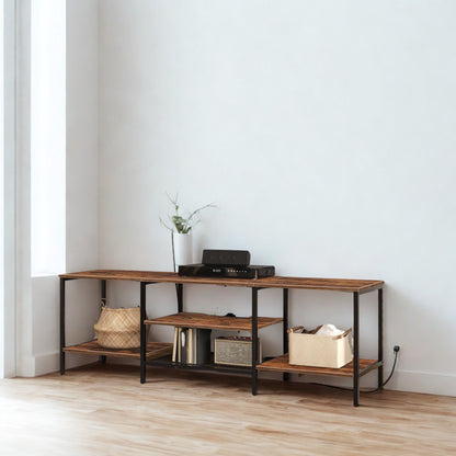 160CM Wide TV Stand Unit With Power Outlets Rustic Furniture