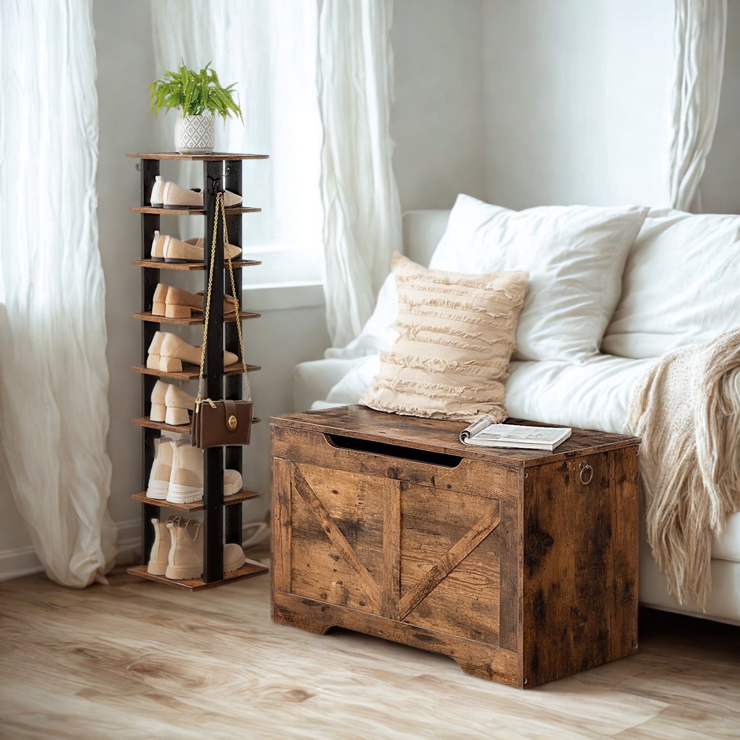 Industrial Wooden Storage Box Chest Trunk Rustic