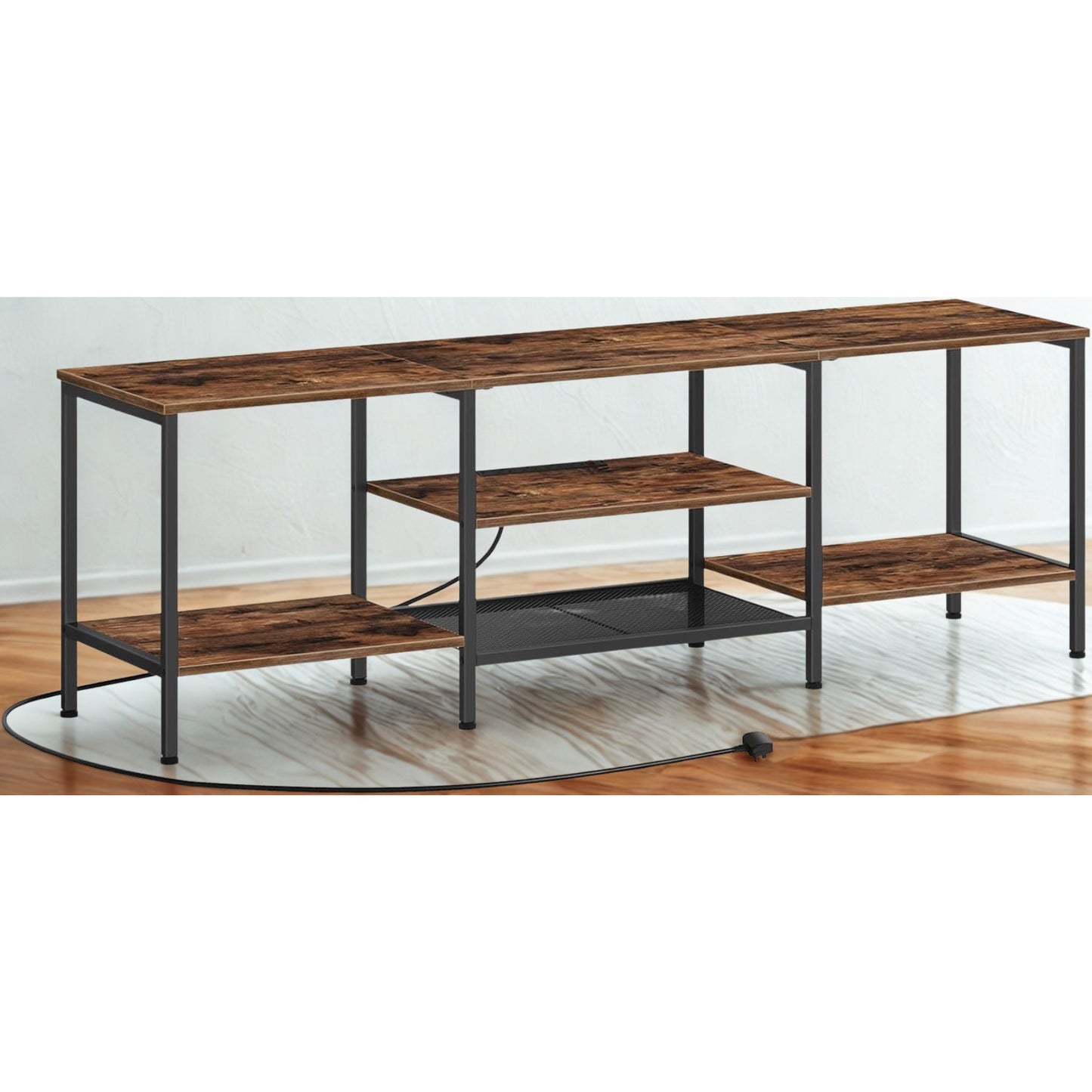 160CM Wide TV Stand Unit With Power Outlets Rustic Furniture