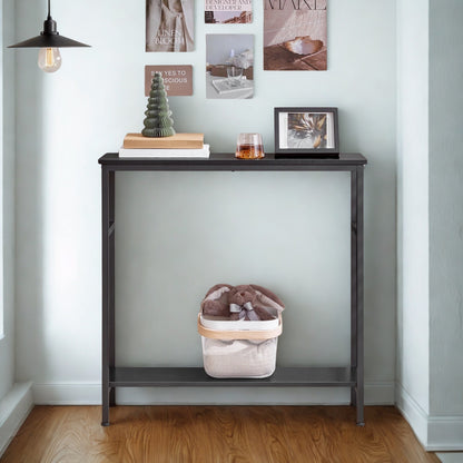 Industrial 2 Tier Console Table With Adjustable Shelves
