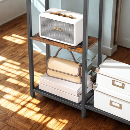 Industrial Slim Hallway Console Table With Storage Shelves