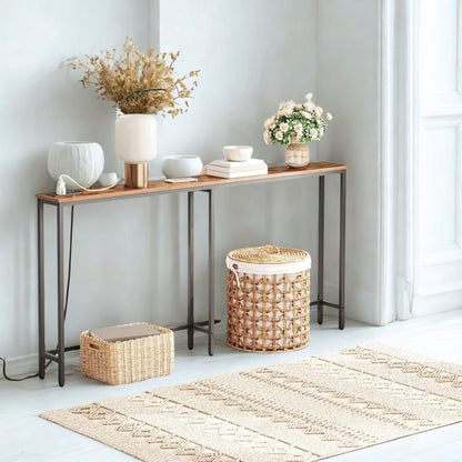 Industrial 160CM Wide Narrow Hallway Console Table With Charging Station