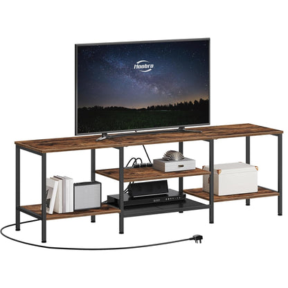 160CM Wide TV Stand Unit With Power Outlets Rustic Furniture