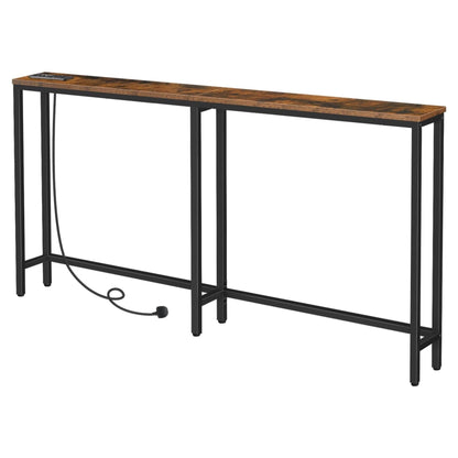 Industrial 160CM Wide Narrow Hallway Console Table With Charging Station