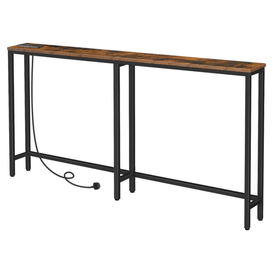 Industrial 160CM Wide Narrow Hallway Console Table With Charging Station