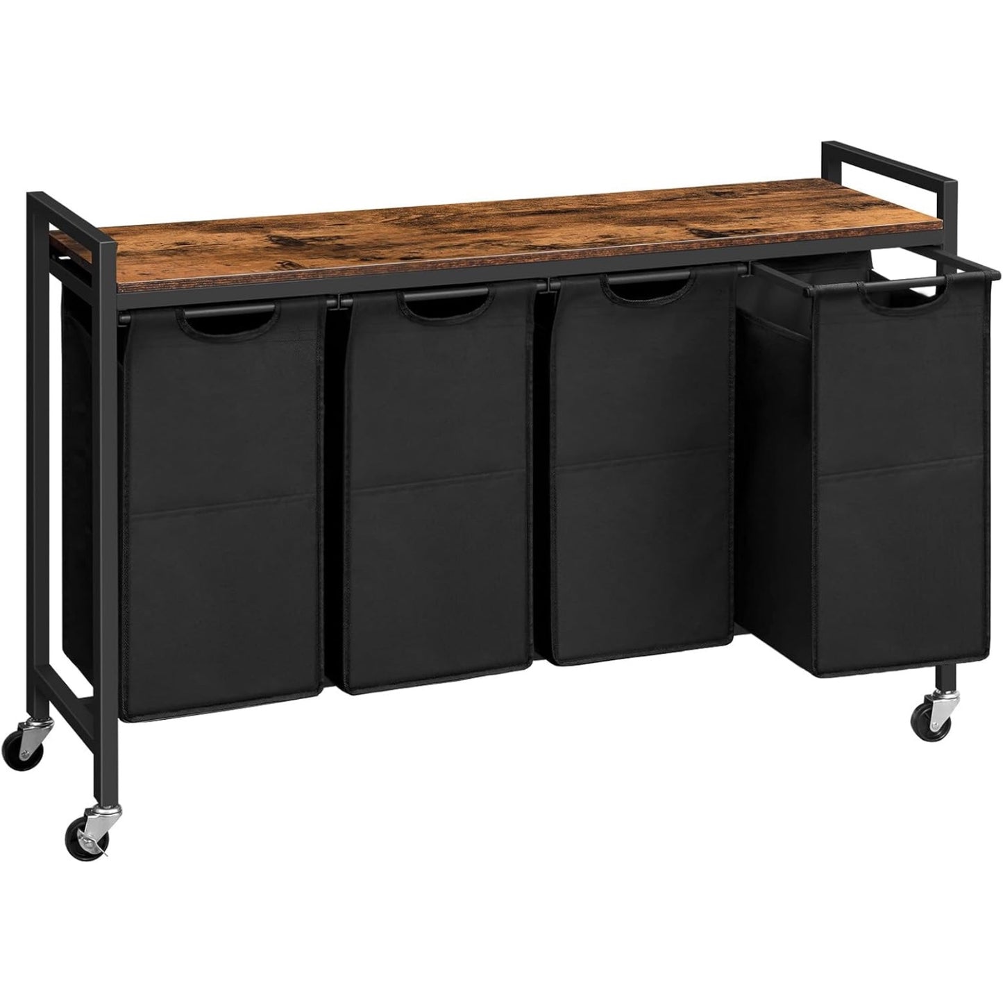 Large Wide Industrial 4 Pull Out Compartment Laundry Basket