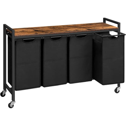 Large Wide Industrial 4 Pull Out Compartment Laundry Basket