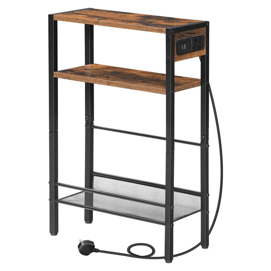 Industrial Slim Side End Table With Charging Station