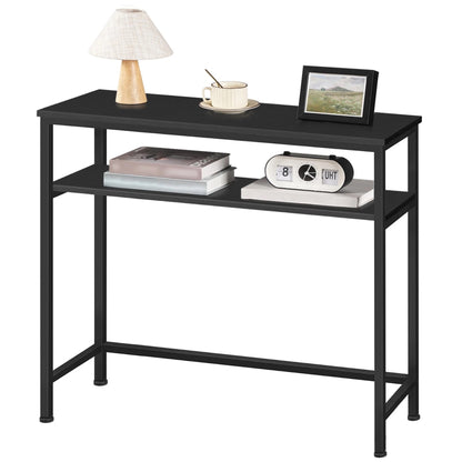 Industrial 2 Tier Console Table With Adjustable Shelves